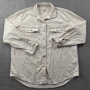 Brixton Shirt Womens Extra Large Beige Button Up Long Sleeve Corduroy Casual